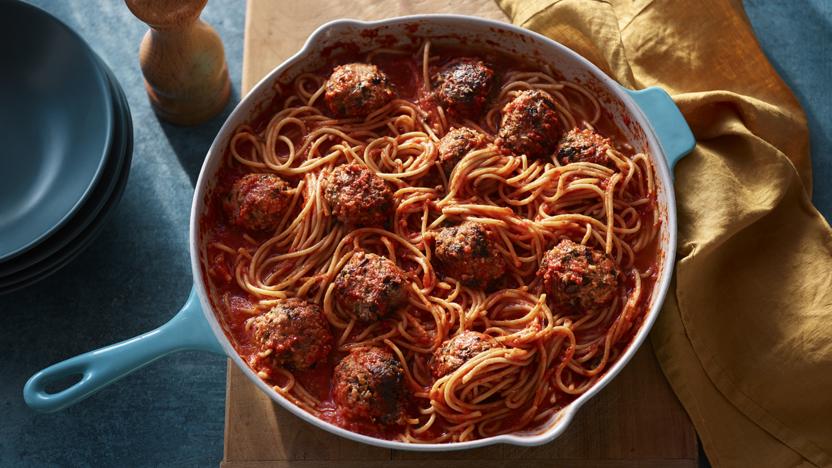 Vegan meatball one-pot pasta recipe - BBC Food