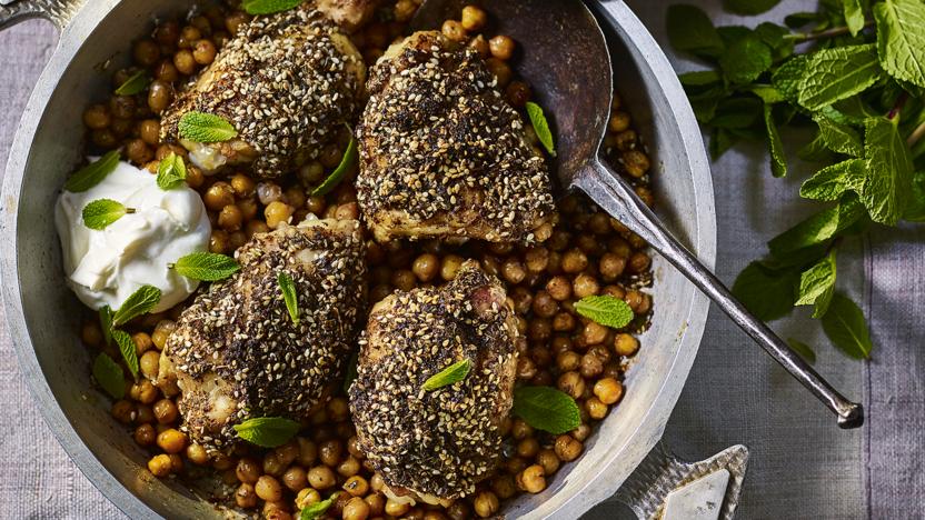 Za’atar chicken with chickpeas and garlic yoghurt