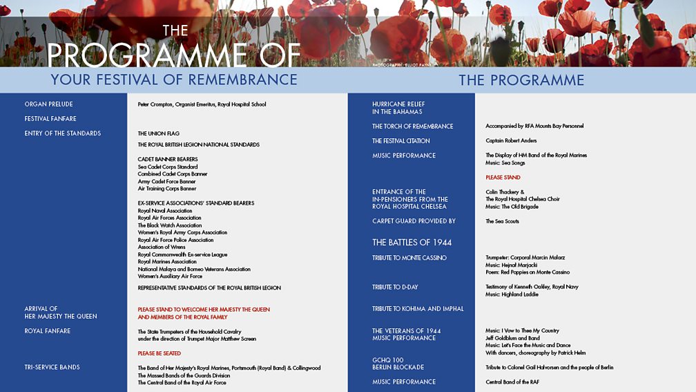 BBC One Royal British Legion Festival of Remembrance