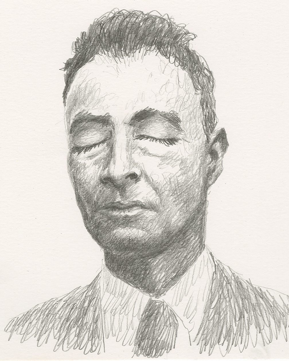 Ben Platts-Mills A portrait of Oppenheimer, illustrated by the author (Credit: Ben Platts-Mills)
