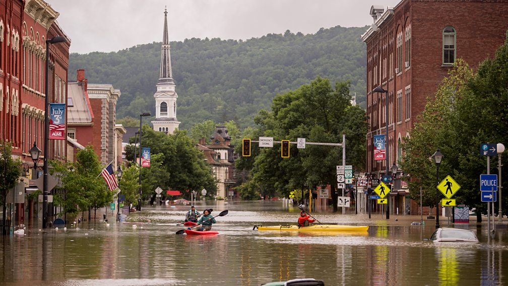 Getty Images Montpelier was among several cities in Vermont hit by flooding in July 2023. Research shows better urban planning can help reduce impacts from flooding (Credit: Getty Images)