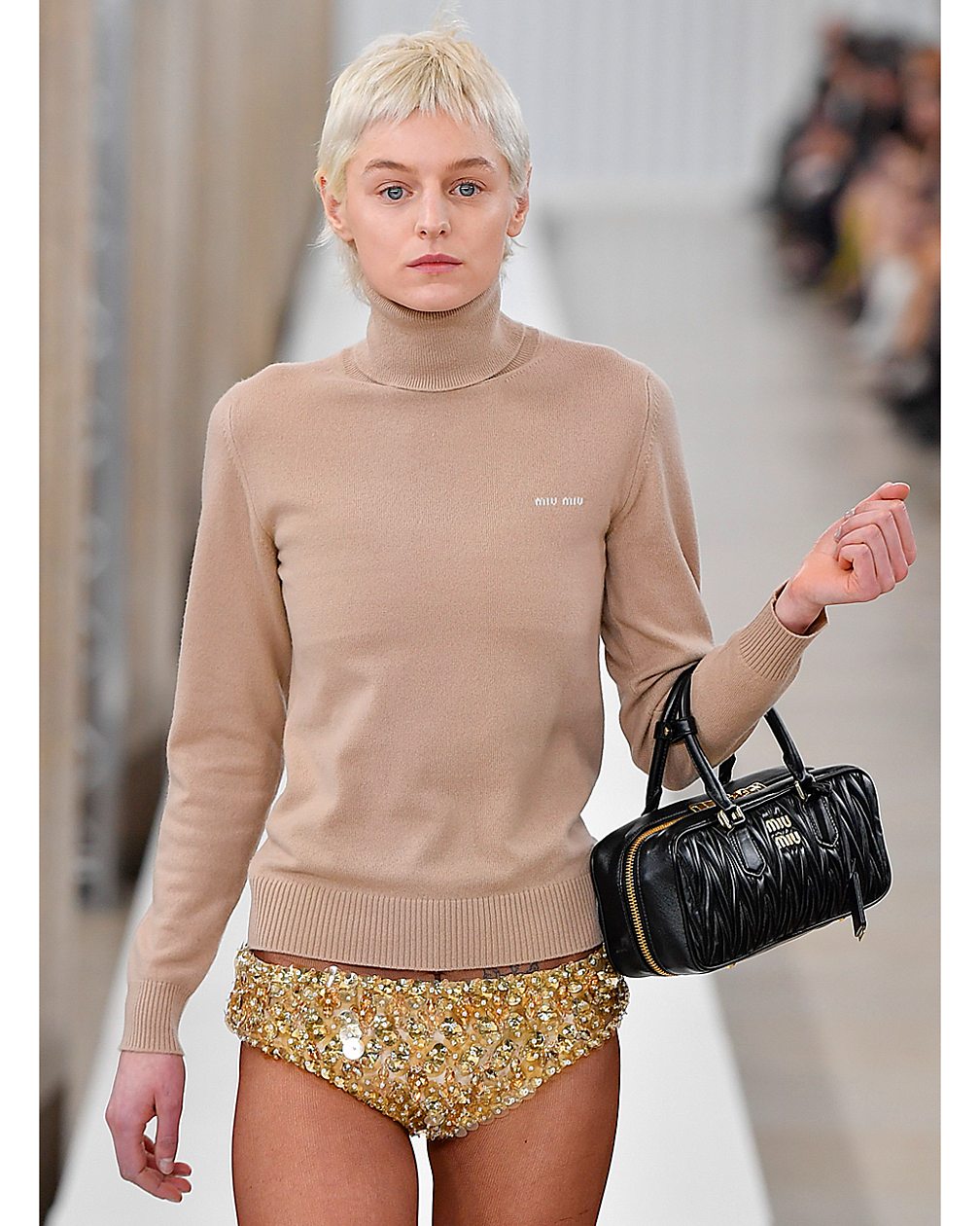 Getty Images Emma Corrin modelled sequin knickers for Miu Miu; undies as outerwear was a key 2023 look (Credit: Getty Images)