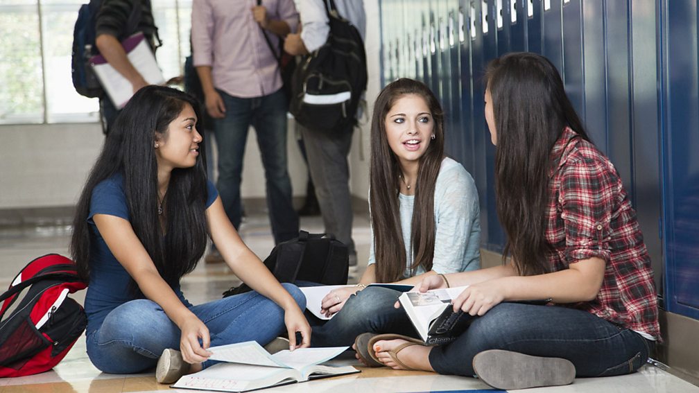 High school dating. Middle School girl Bullied stock.