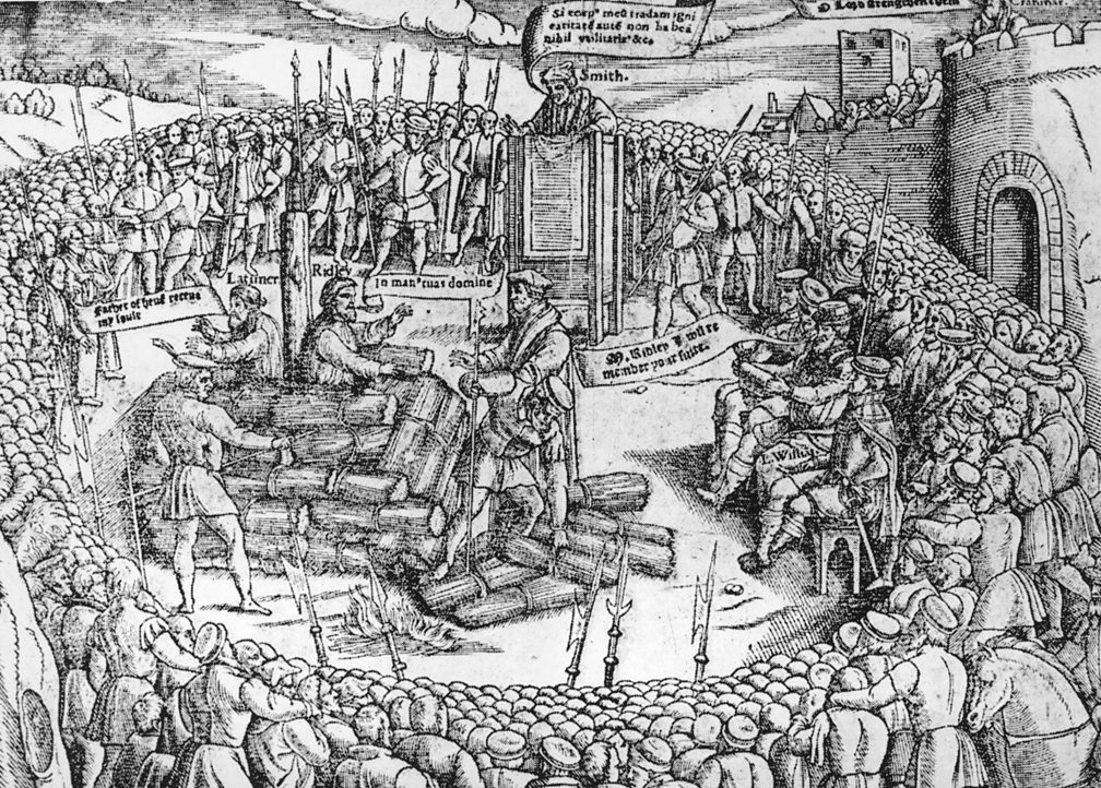 latimer ridley bishops hugh stake protestant execution heresy punishment burned martyrs being cranmer vagrancy attitudes reign centuries bitesize