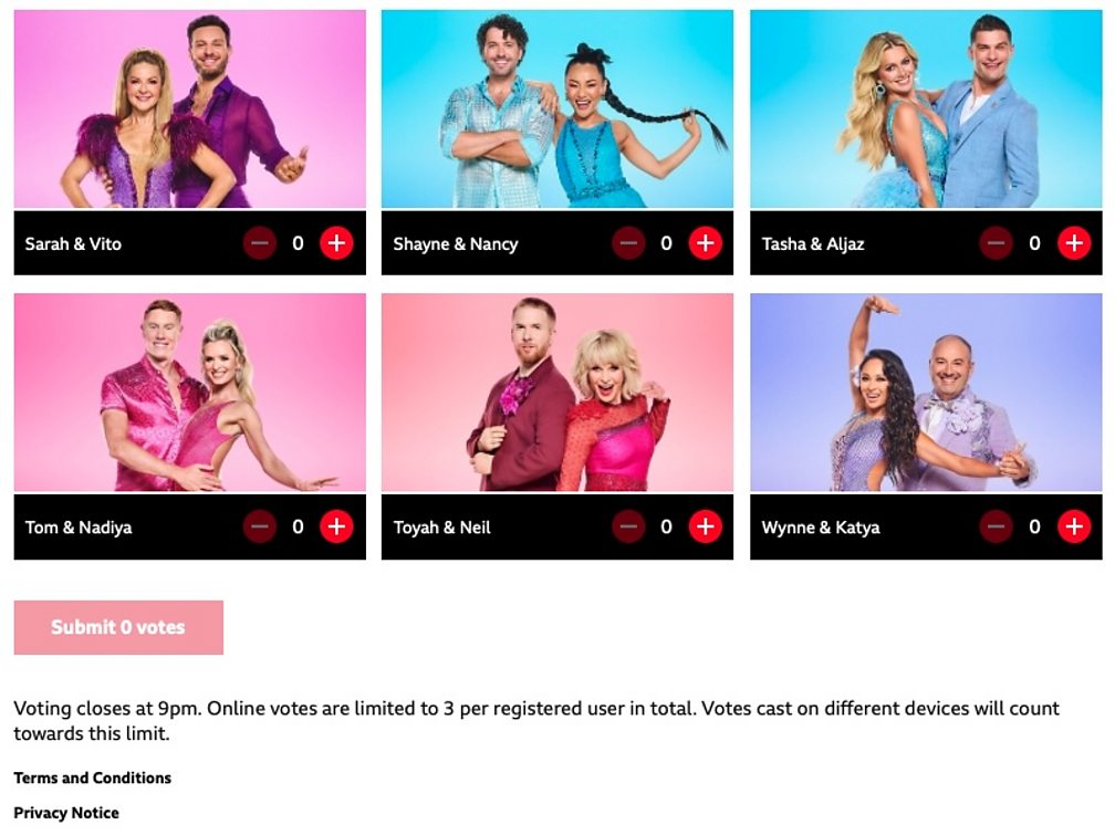 BBC One - Strictly Come Dancing - Voting Info