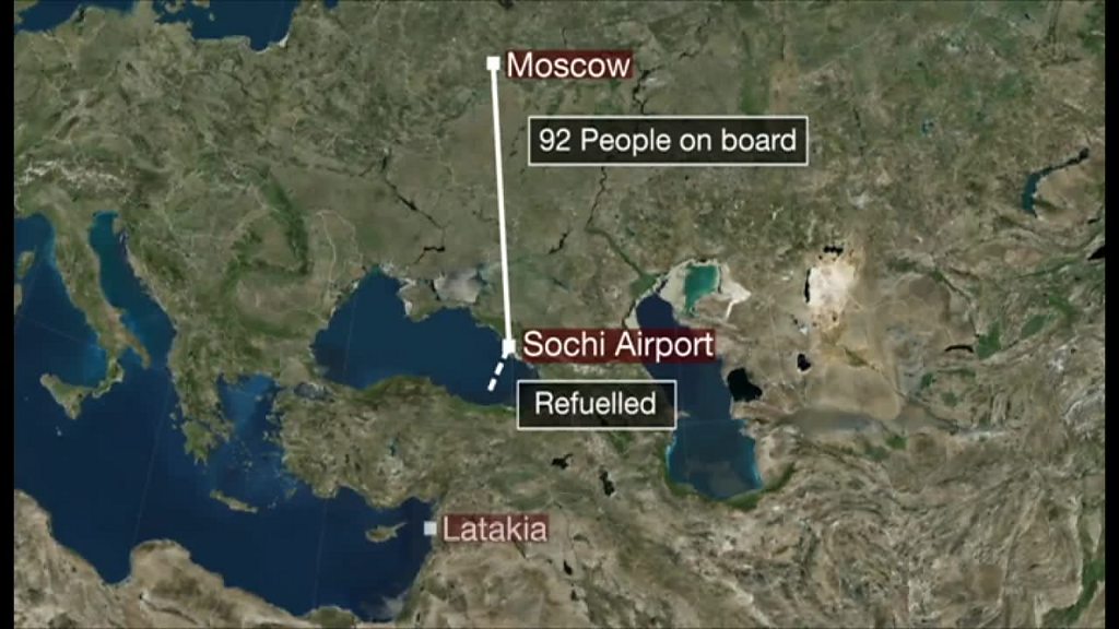 ロシア軍機、黒海に墜落 92人の捜索続く - BBCニュース