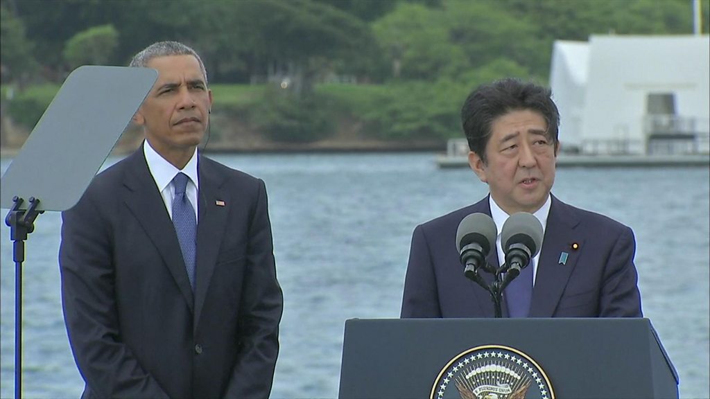 Japan PM Shinzo Abe offers Pearl Harbor condolences - BBC News Japan PM Shinzo Abe offers Pearl Harbor condolences - BBC News
