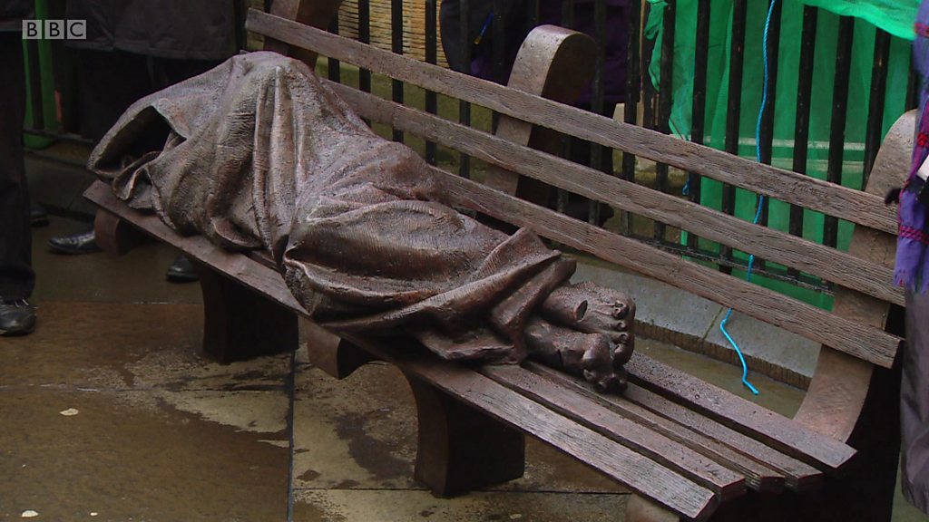 Homeless Jesus Statue Installed In Glasgow City Centre BBC News   P05qcdh6 