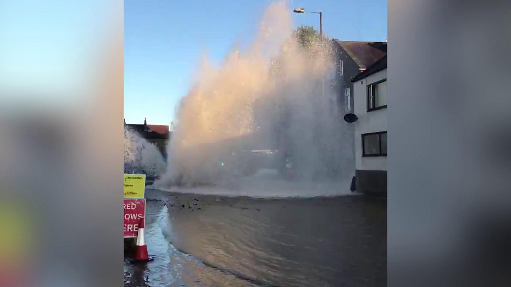 Burst water main in Mytholmroyd BBC News