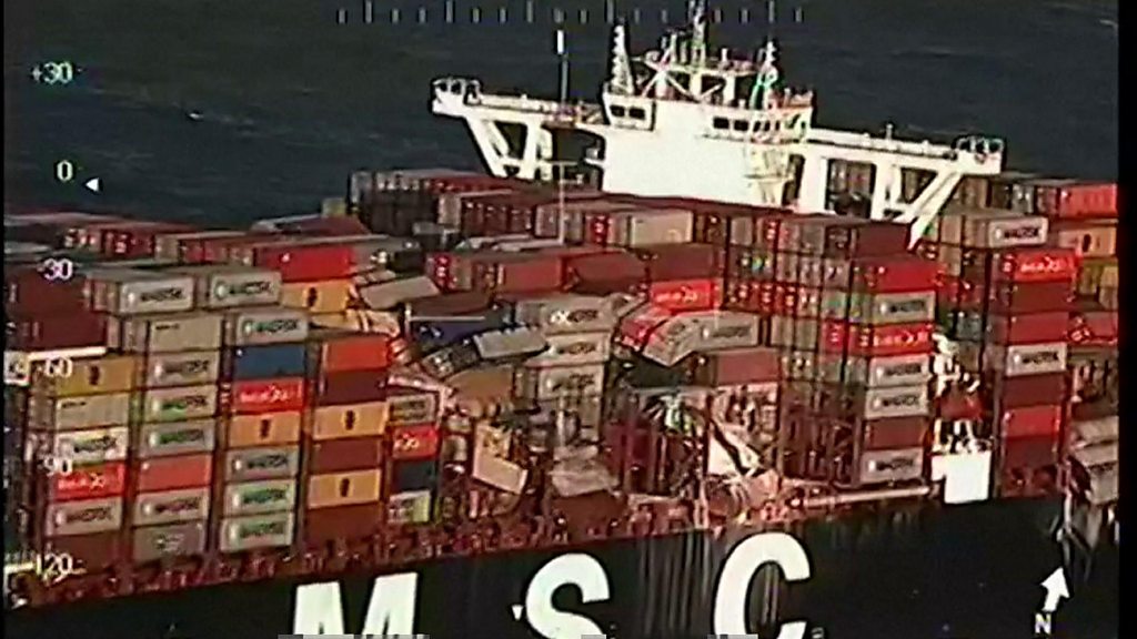 MSC Zoe Islands hit as 270 containers fall off ship BBC News