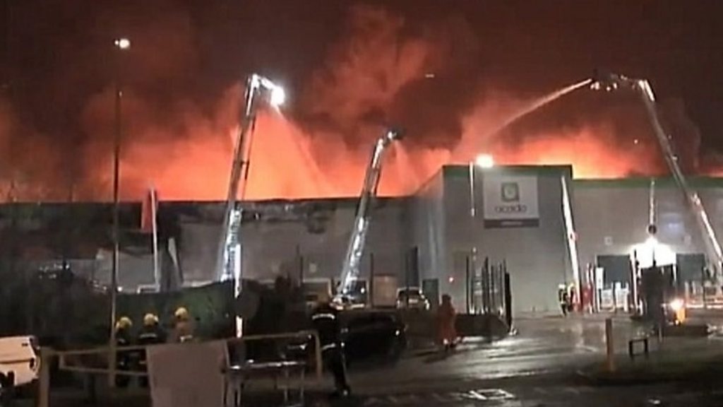 Ocado warehouse fire: Homes evacuated amid 'explosion risk'