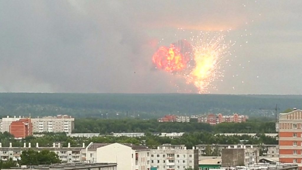 Huge blasts as Russian arms depot in Siberia explodes