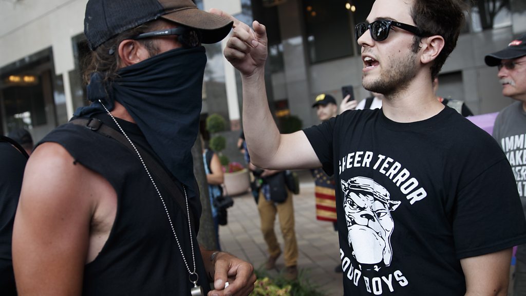 Portland rally: Far-right and antifa groups face off