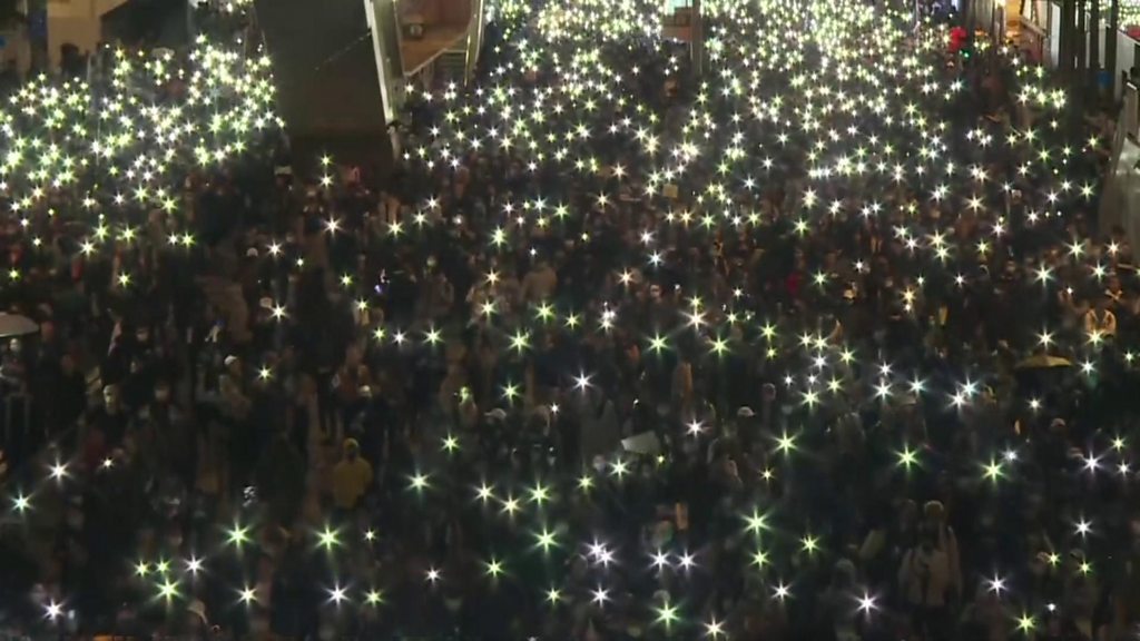 Hong Kong pro-democracy protesters out in force