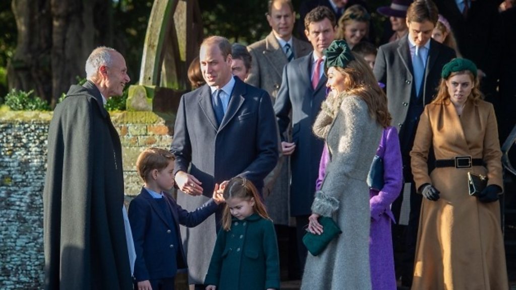 royals leave church christmas 2020 Royal Family Charlotte And George Join Sandringham Service Bbc News royals leave church christmas 2020