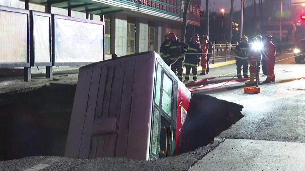 Giant sinkhole swallows bus in China, killing six