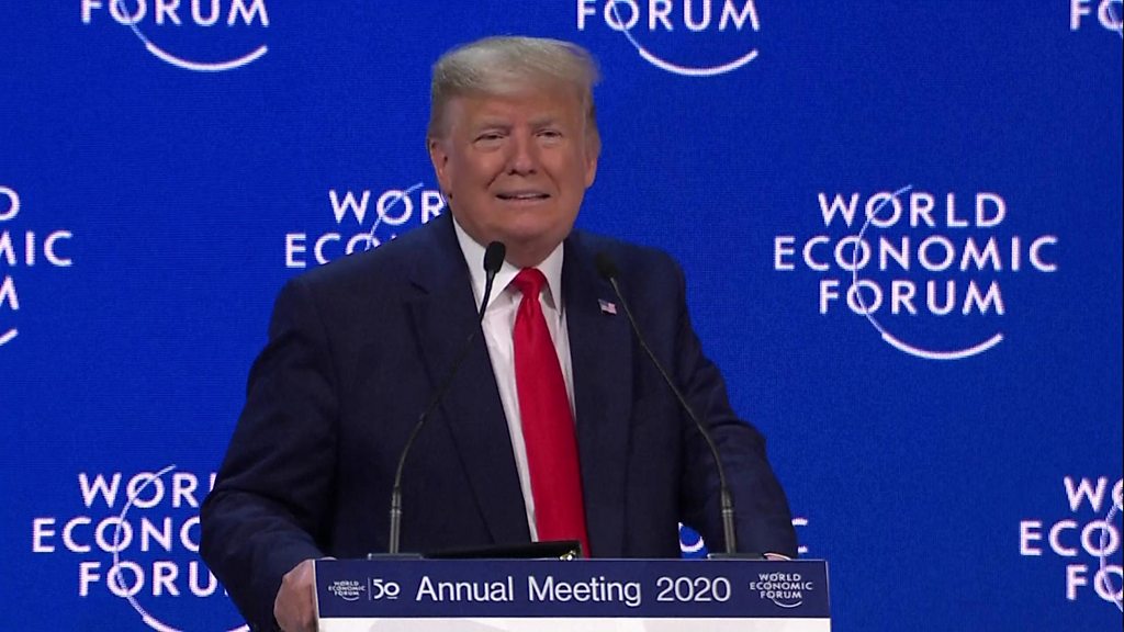 Davos: Trump decries climate 'prophets of doom' with Thunberg in audience