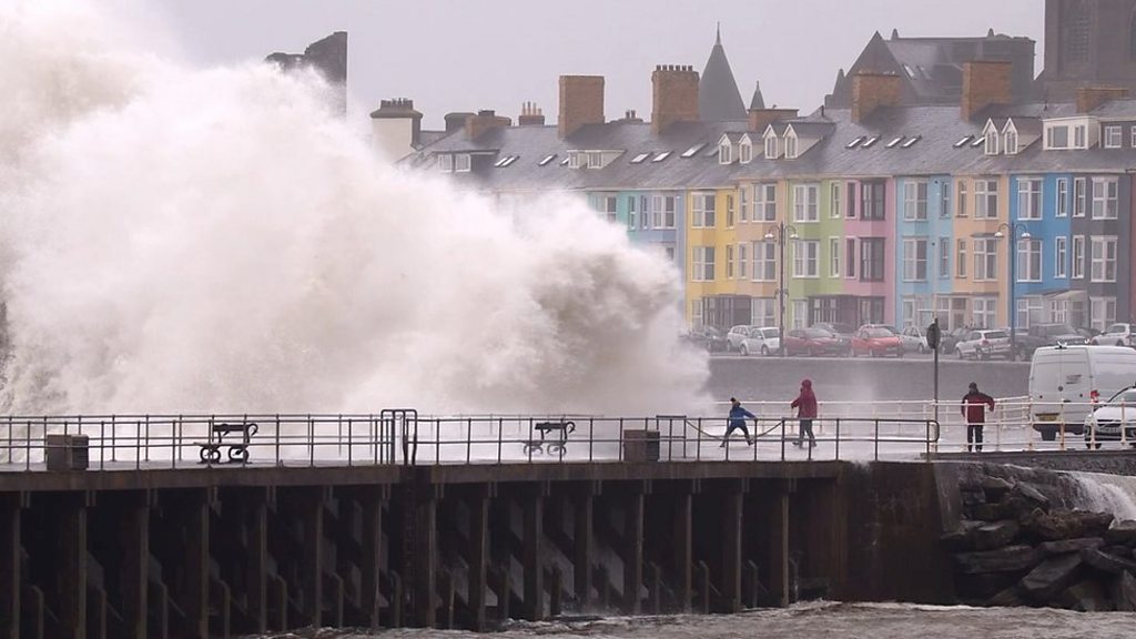 Storm Dennis Strong Winds And Heavy Rain Hit Wales Bbc News 