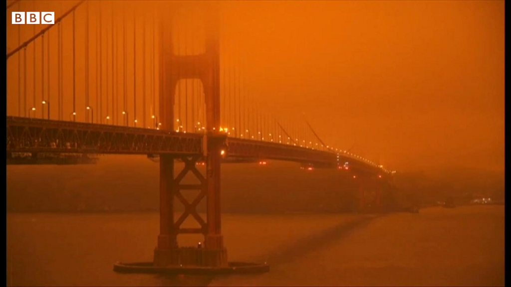 サンフランシスコの空がオレンジ色に 米の山火事が深刻化 cニュース