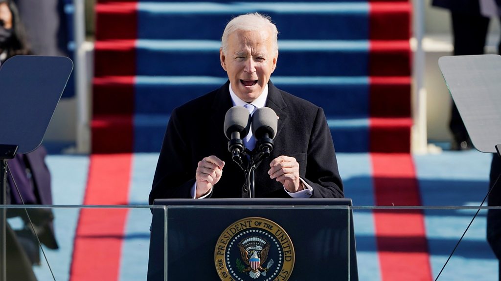 Joe Biden inauguration speech today: Full text of wetin di US 46th president tok dey here - BBC News Pidgin