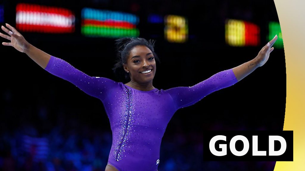 Simone Biles and Jake Jarman enjoy golden day at world