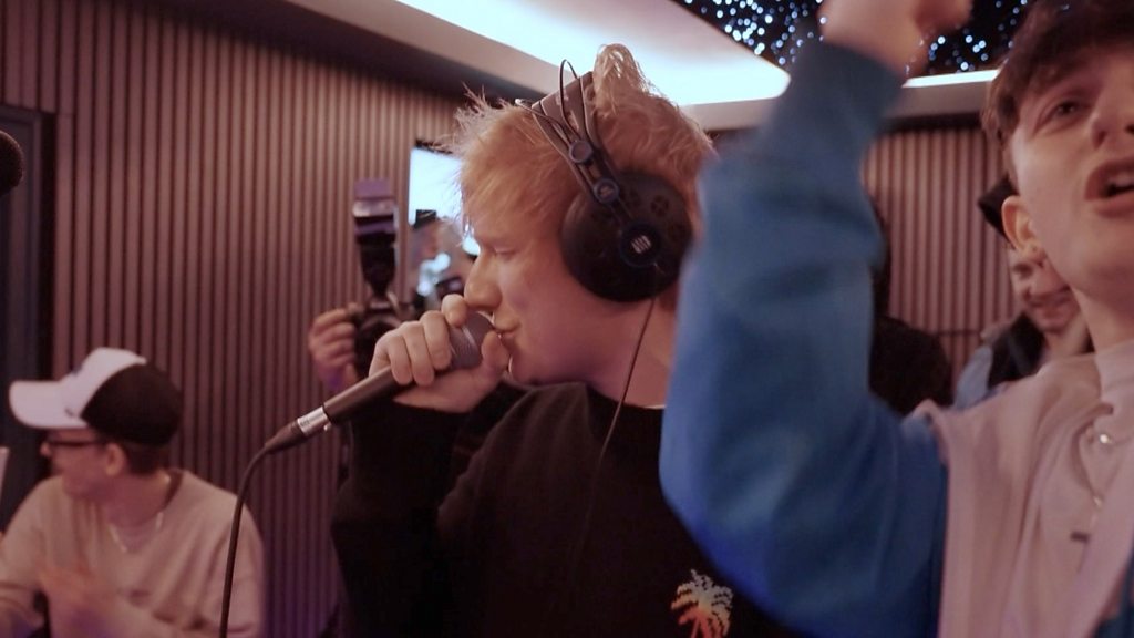 Ed Sheeran: Belfast rappers 'buzzing' after surprise visit and performance