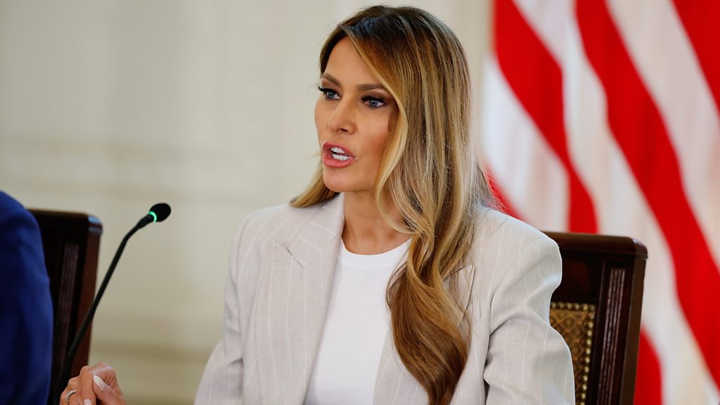 First Lady Melania Trump warns 'robots are here' in rare public outing -  BBC News