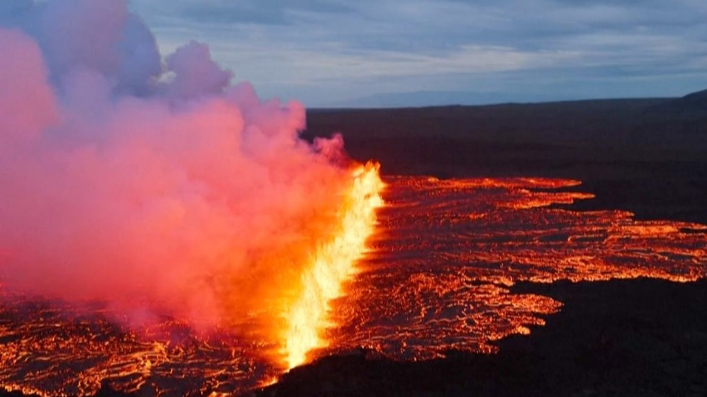 Watch as lava spews from Iceland volcano