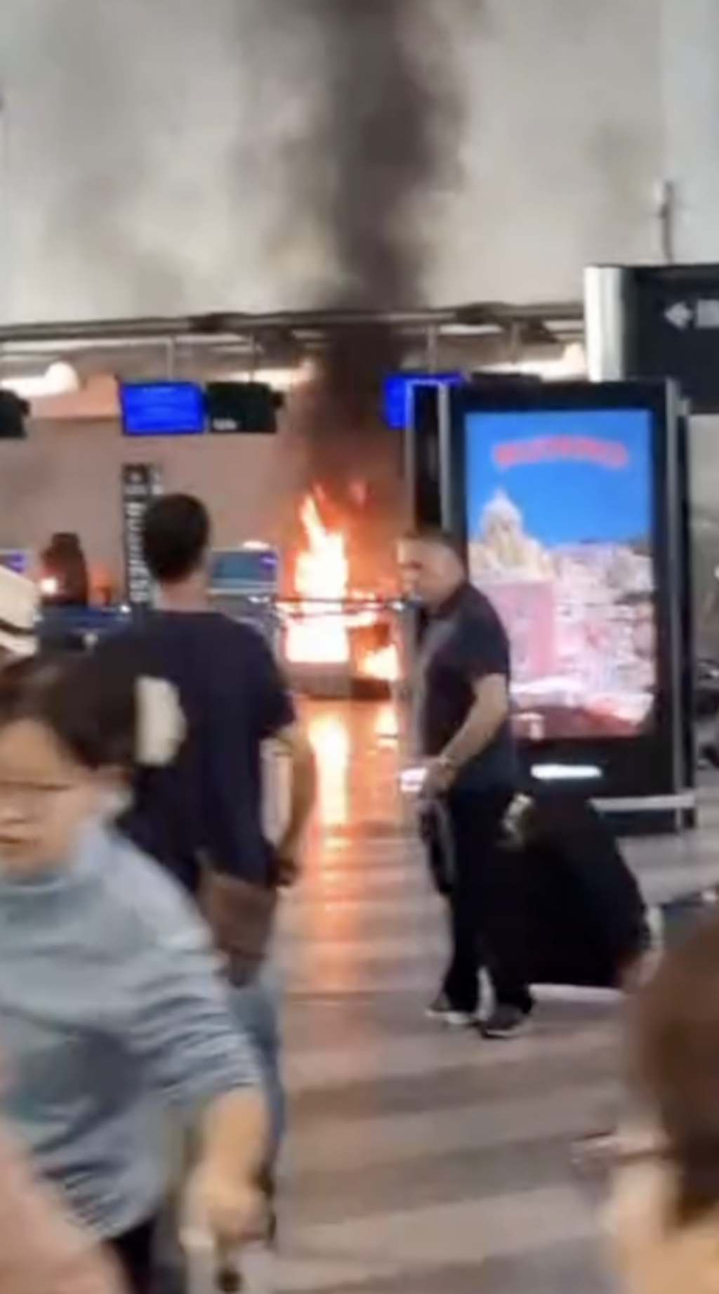 Watch: Fire rages at Milan airport check-in desk
