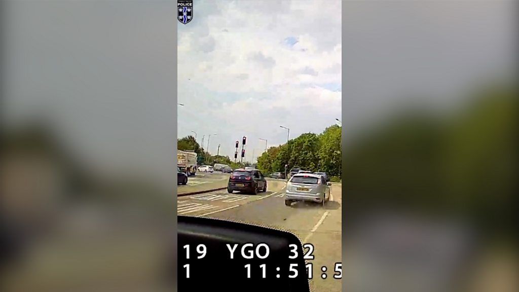 Dashcam Footage Shows High Speed Roundabout Crash