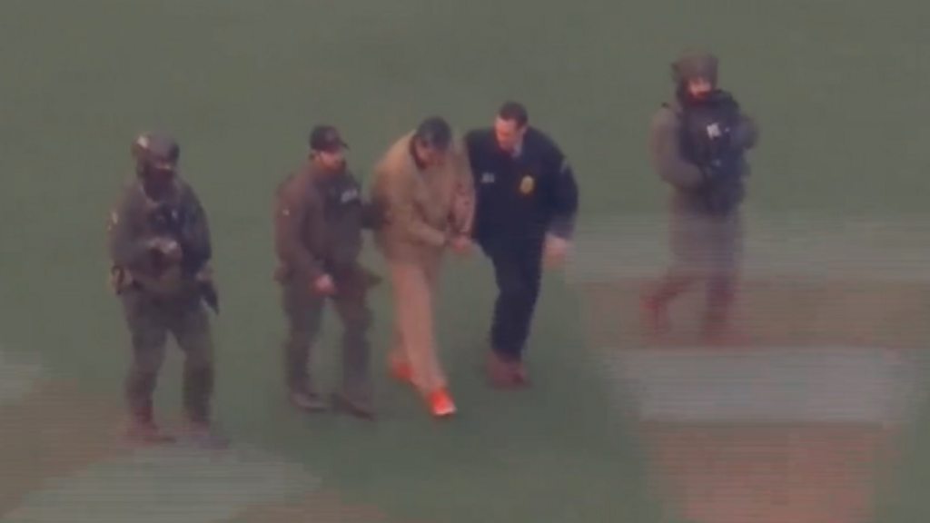 Aerial footage shows Maduro and wife en route to New York court