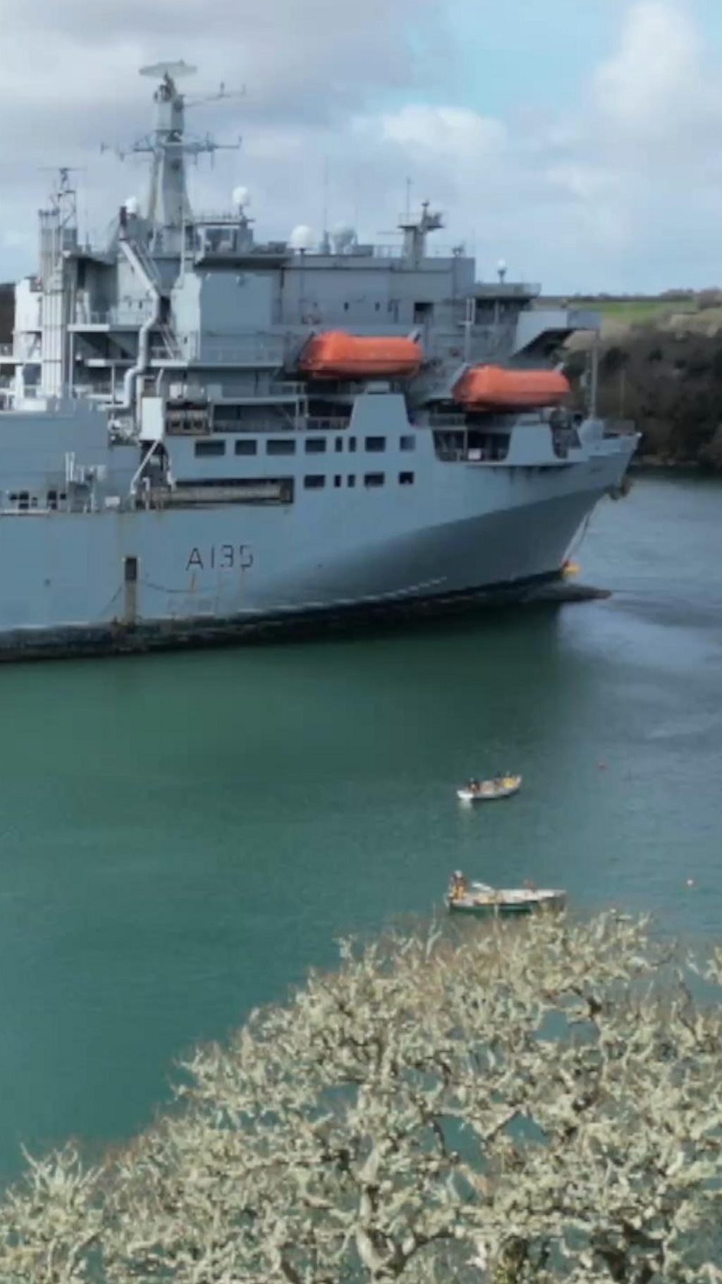 Last remaining Falklands War ship moored in quiet river