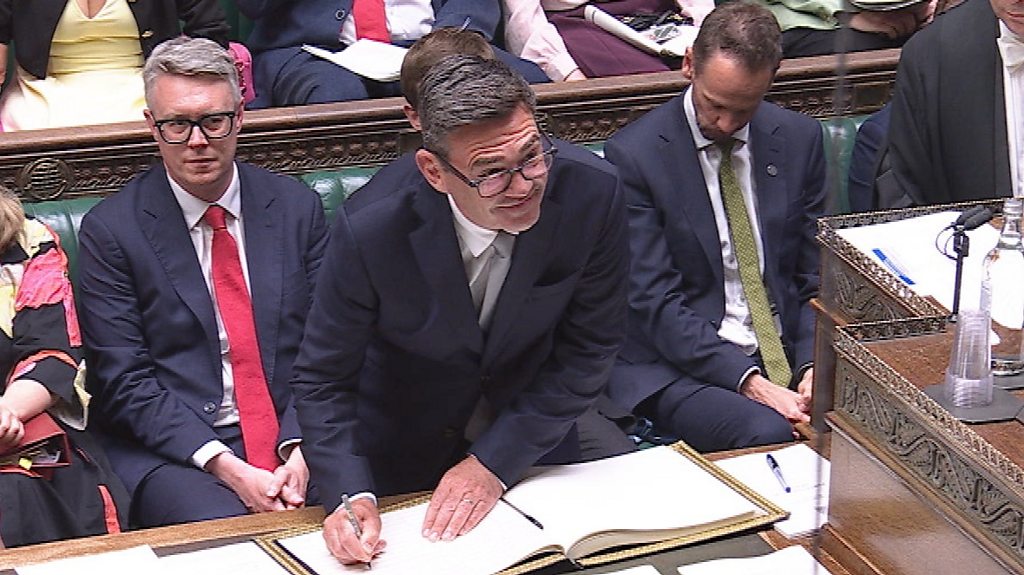 Moment Andy Burnham is sworn in as MP