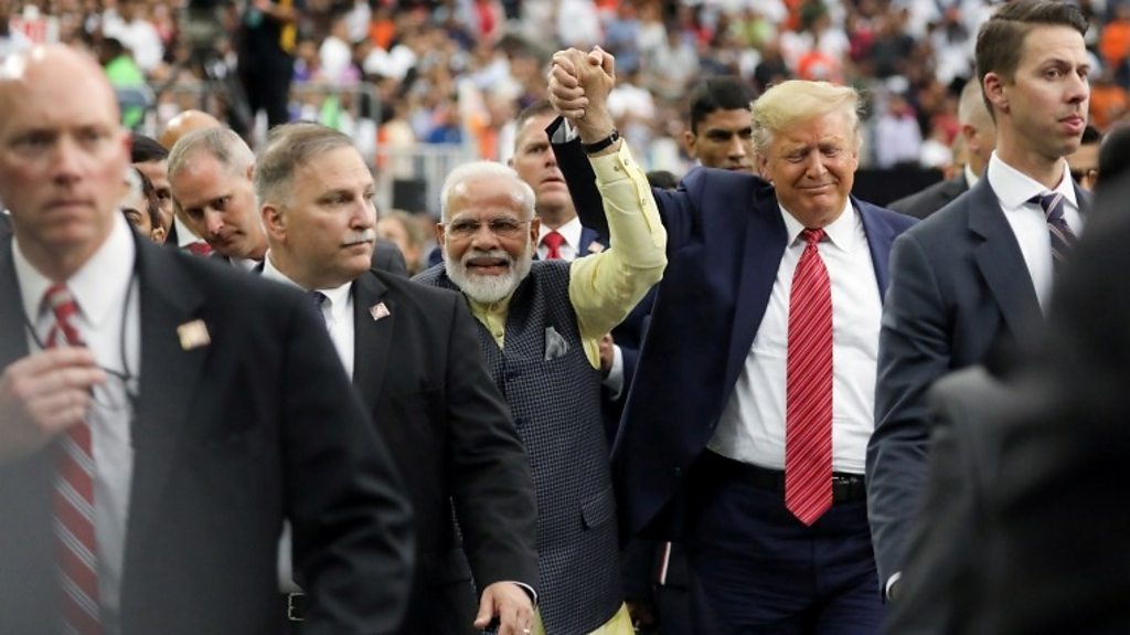 Trump and Modi at rare mass rally in Houston