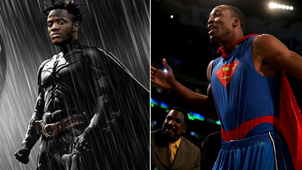 Michy Batshuayi as Batman and Dwight Howard as Superman
