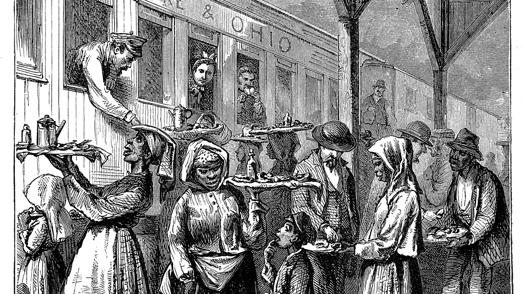 Warga Afrika-Amerika jualan ayam goreng ke pelancong di Gordonsville, Virginia. (duncan1890/Getty Images)