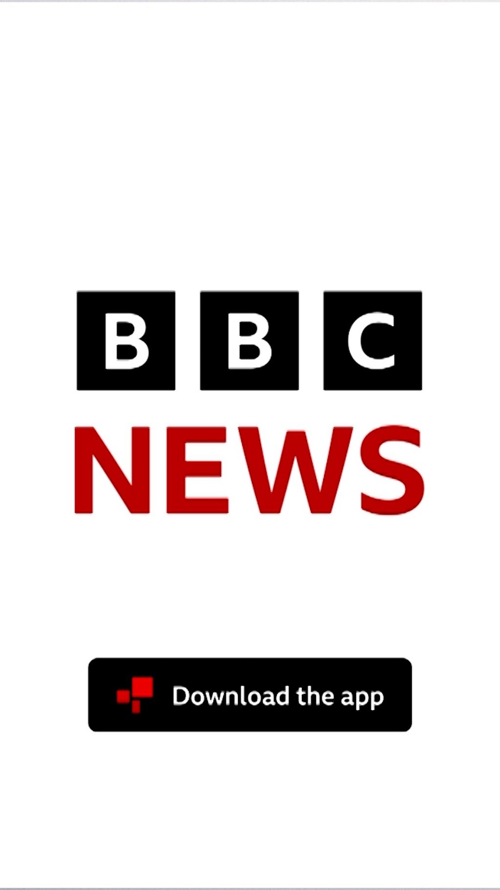 The BBC News logo and a banner saying 'Download the app'