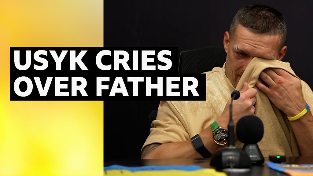 Tyson Fury vs Oleksandr Usyk: Ukrainian breaks down in tears in news conference