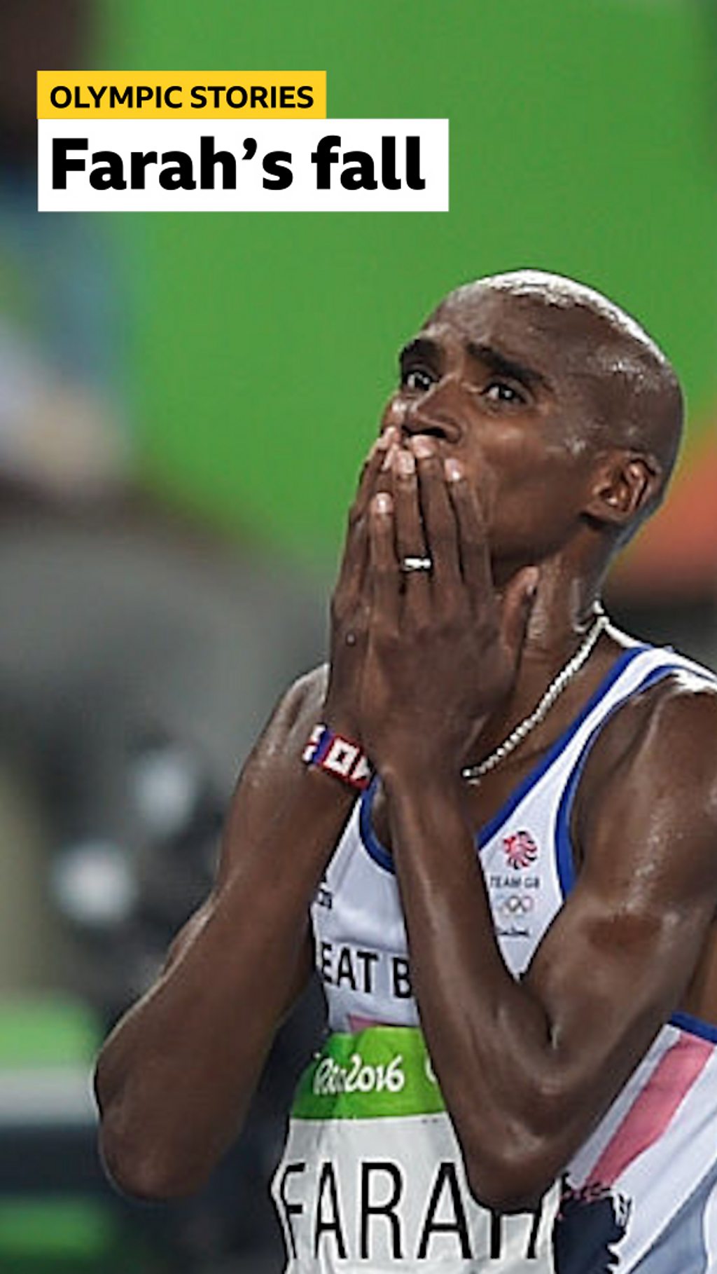 Mo Farah after winning 10,000 metre Olympic gold.