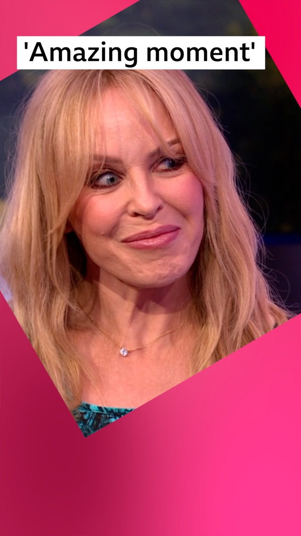 Women, Kylie Minogue, smiles with a closed mouth