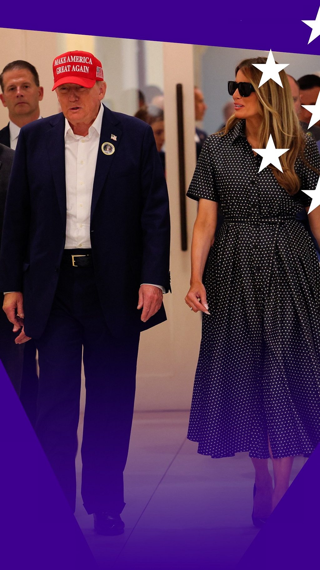 Donald Trump and his wife speaking at a polling station in Florida