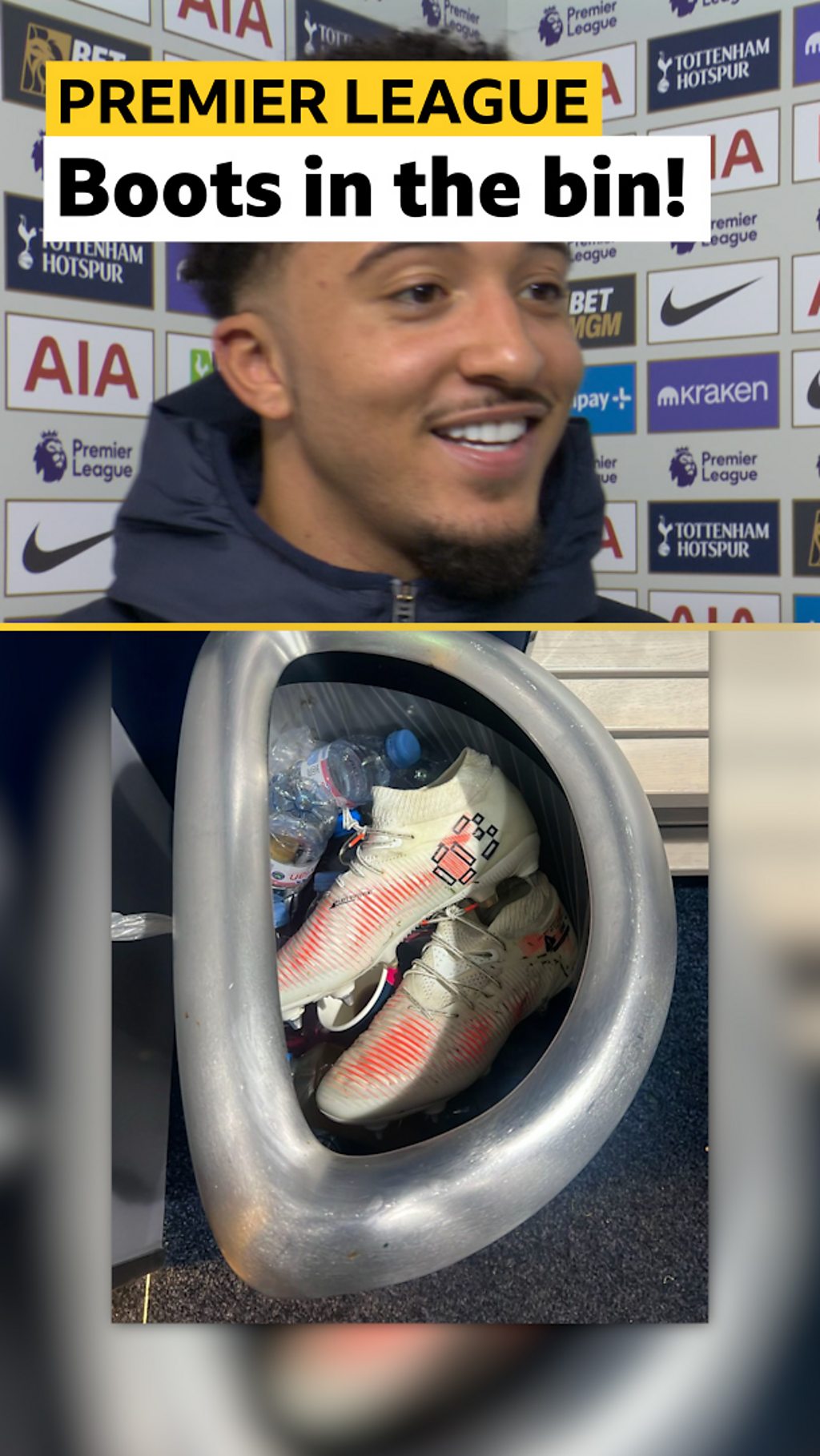 Jadon Sancho on Marc Cucurella's boots