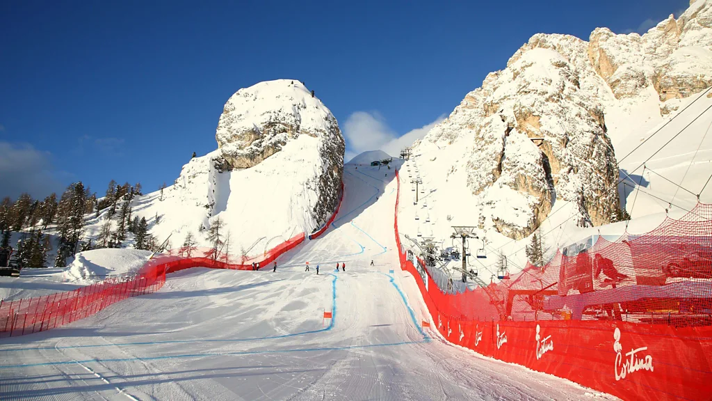 In a region full of fantastic slopes, Ghedina favours the Olimpia delle Tofane, which allow skiers to descend from spectacular heights straight into town (Credit: Alamy)