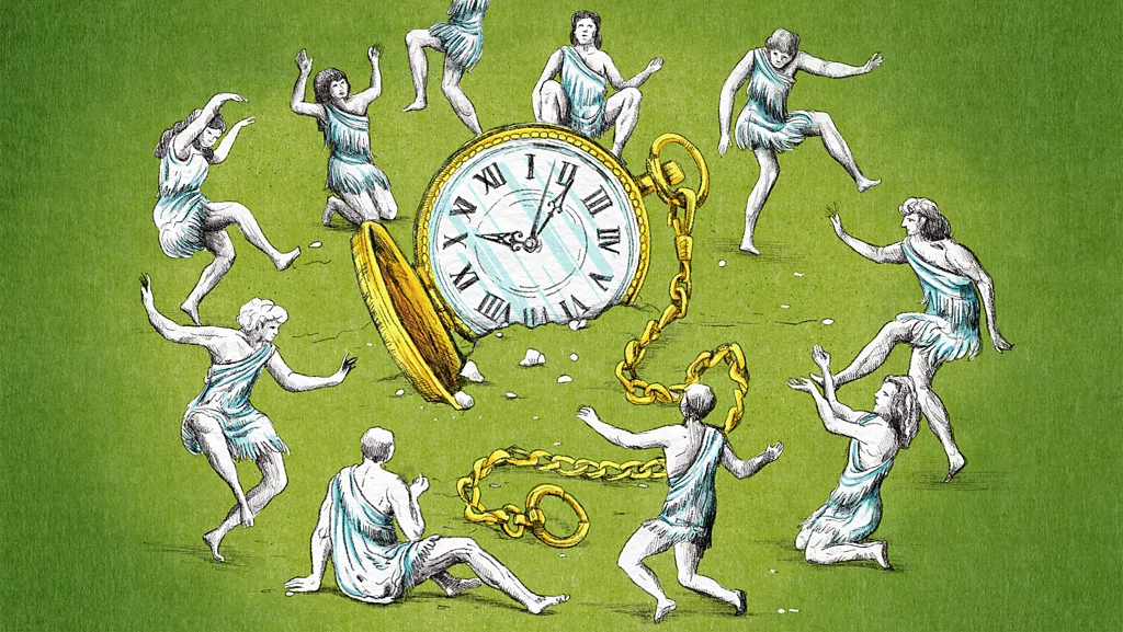 An illustration ring of figures surrounding clock (Credit: Emmanuel Lafont)