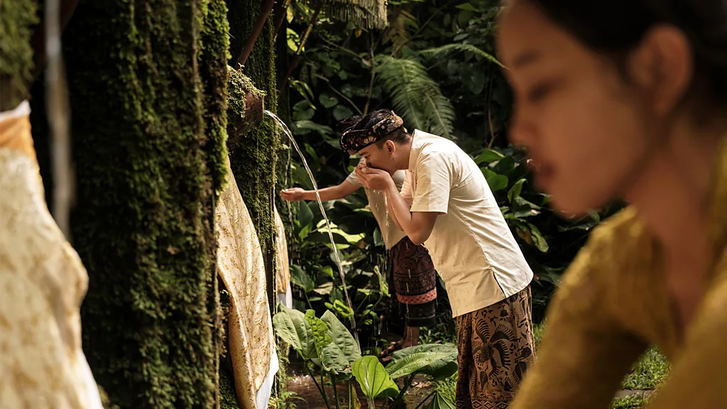 Balinese Performing a Melukat Purification Ritual (Credit: Getty Images)