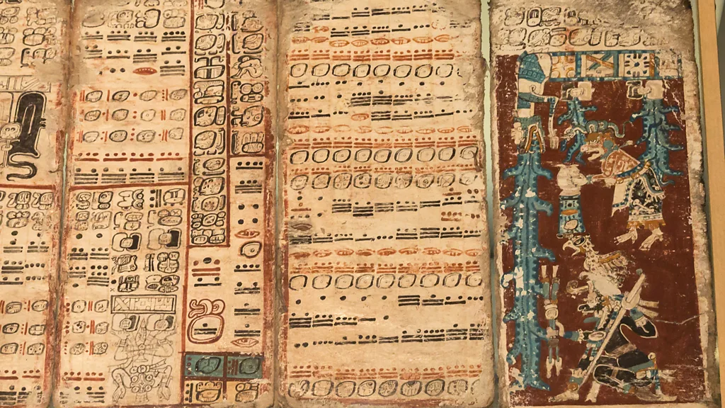 A page of a historic Mayan manuscript, which depicts the Mayan calendar (Credit: Getty Images)