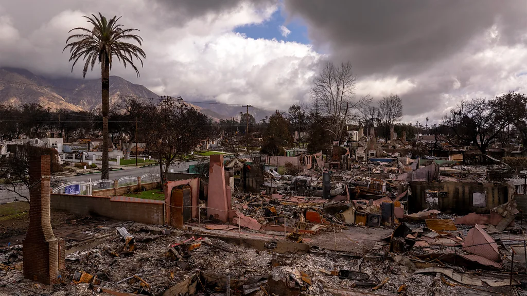 Aerial view of Guernevile, California, inundated by flood water from atmospheric river (Credit: Getty Images)