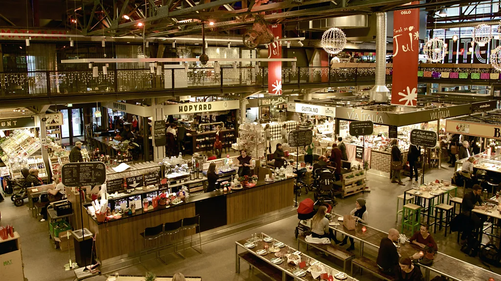 Mathallen, Norway's first food hall, is a cornerstone of the neighbourhood (Credit: Susanne A Finnes/ Visit Oslo)