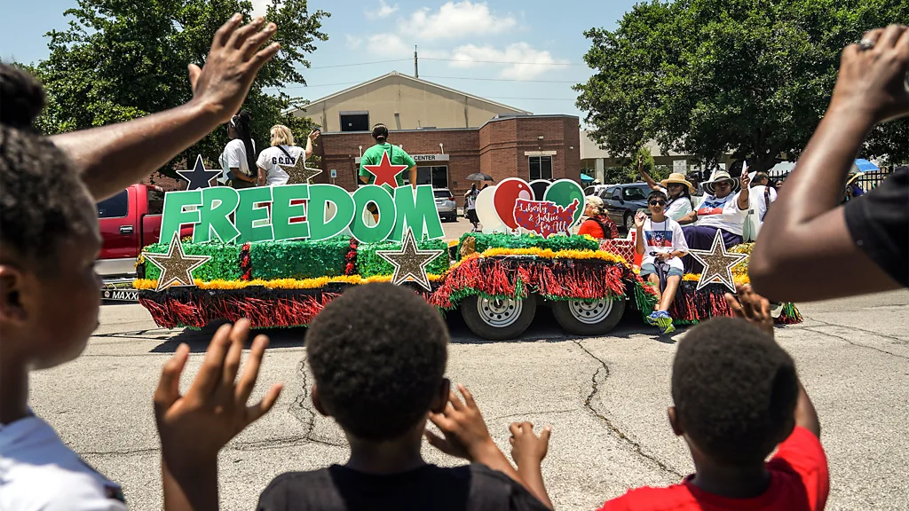 A sign commemorating Juneteenth
