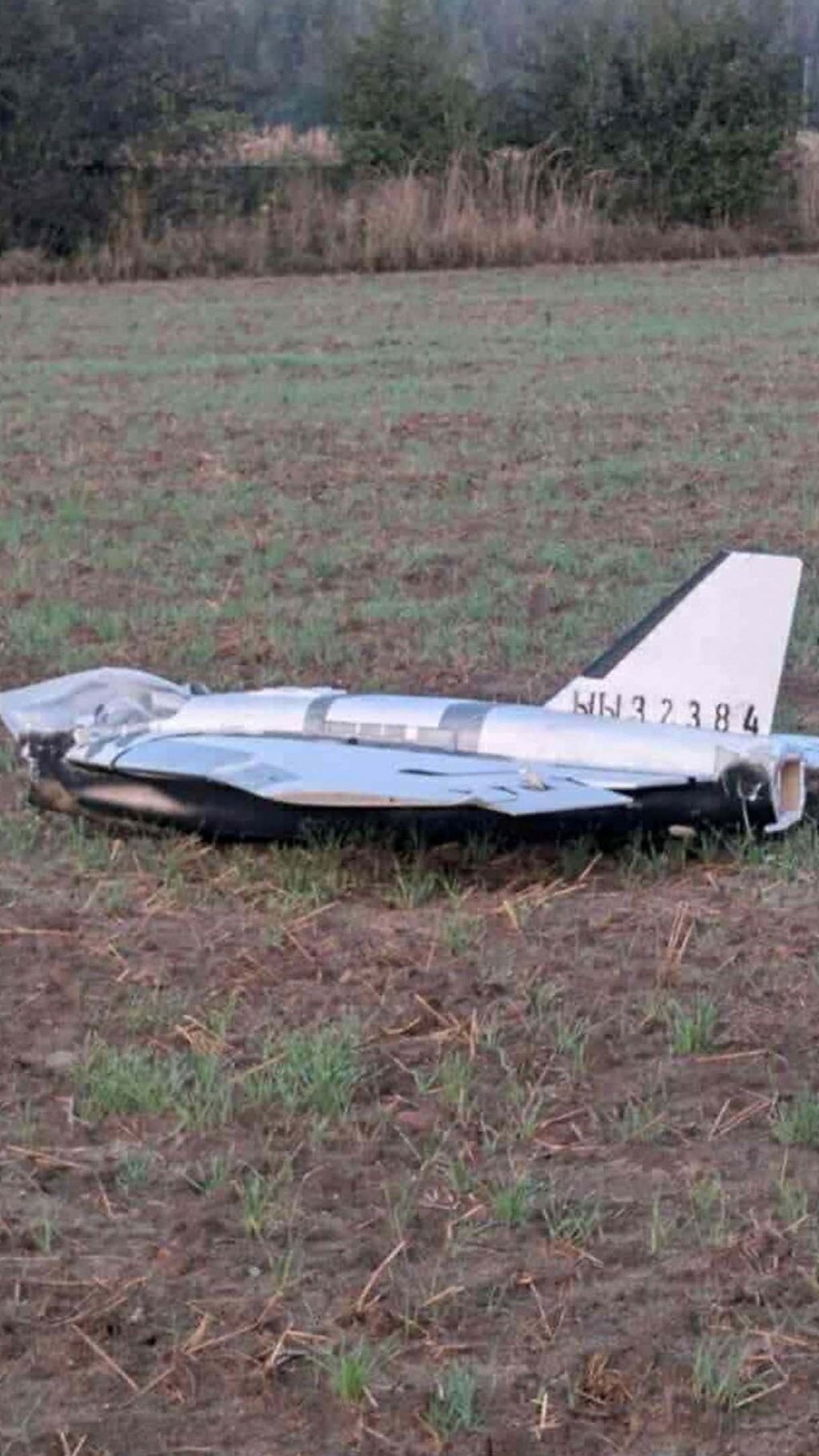 Сбитый дрон на поляне